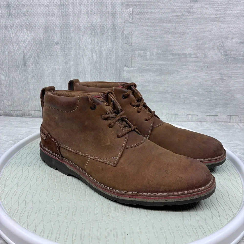 Clarks Chukka Boots Mens 12 Brown Leather Lace Up Ankle Casual 26119833